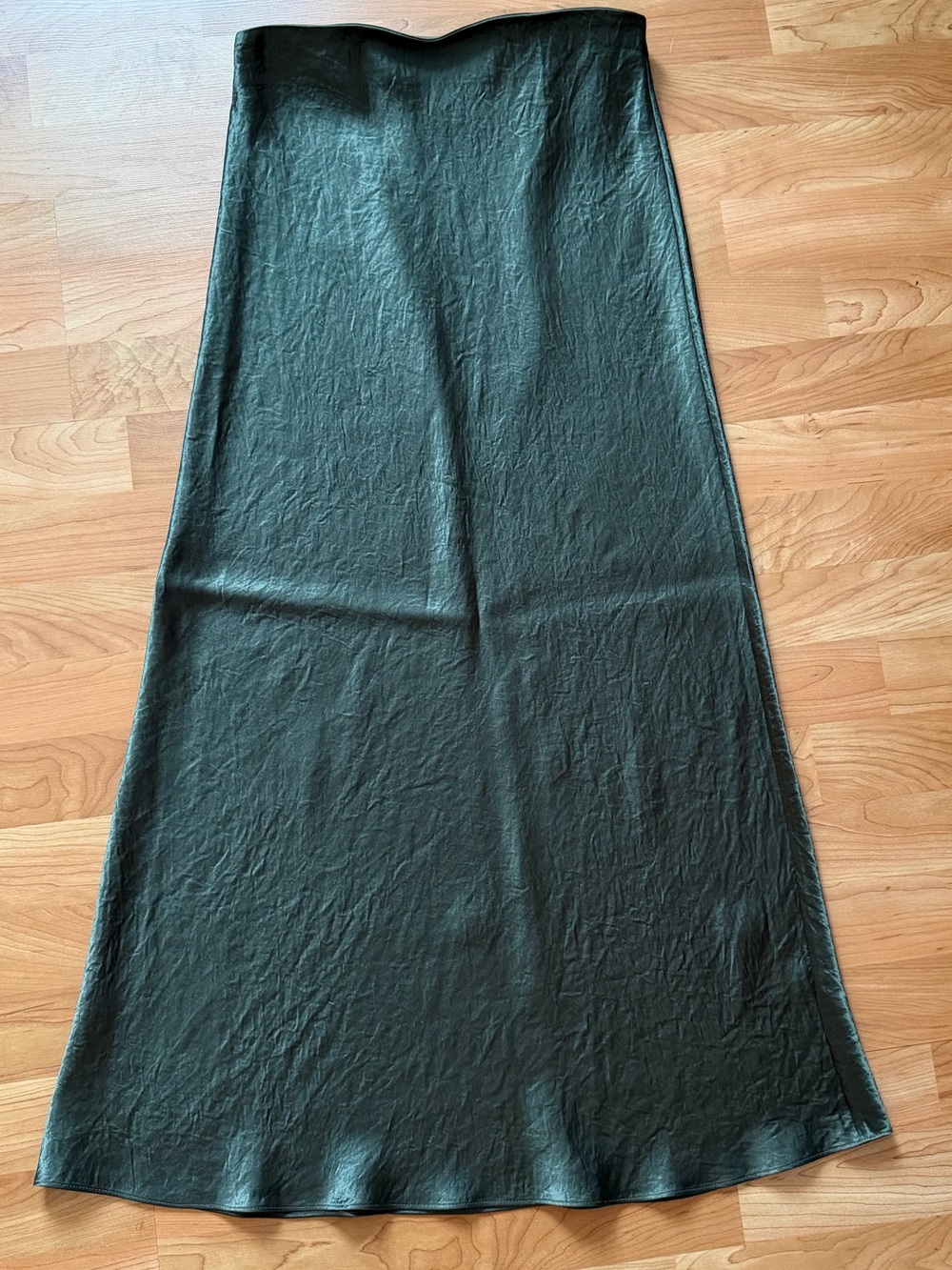 Babaton Deep Forest Green Satin Bias Maxi Skirt